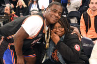 <p>Tracy Morgan and Whoopi Goldberg share a moment on Nov. 20 while sitting courtside at the New York Knicks vs. Houston Rockets game at N.Y.C.'s Madison Square Garden.</p>