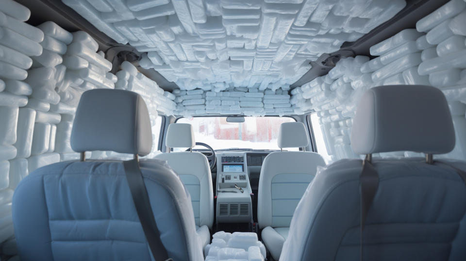 A view from a transportation vehicle with the company's materials providing insulation to the walls.