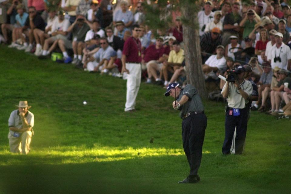 Shaun Micheel clinched his victory in the 2003 Senior PGA with his 7-iron from 174 yards that stopped two inches away from the 18th hole.