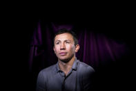 Boxer Gennadiy Golovkin, of Kazakhstan, speaks during an interview with The Associated Press, Tuesday, June 28, 2022, in New York. Golovkin and Canelo Álvarez, of Mexico, will meet for a third time on Sept. 17, 2022, in Las Vegas. (AP Photo/Julia Nikhinson)