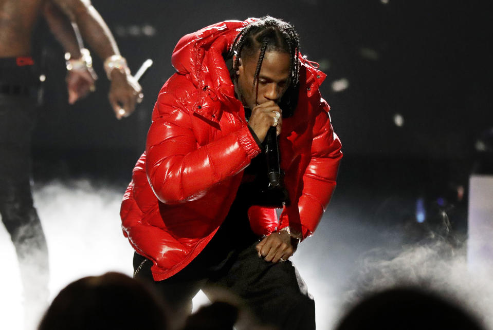 Travis Scott and Colin Kaepernick apparently have a disagreement about Scott agreeing to appear during the Super Bowl LIII halftime show. (AP)