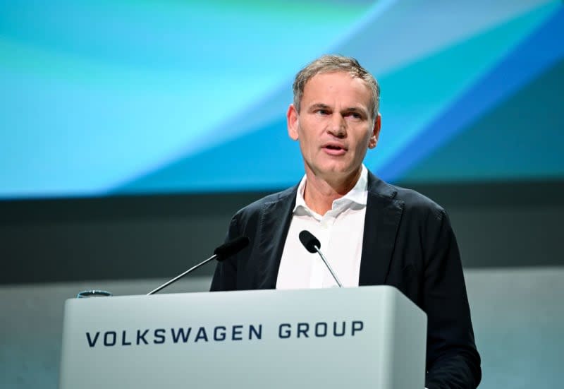 Oliver Blume, PDG de Porsche AG et Volkswagen AG, s'exprime lors de l'assemblée générale annuelle de Volkswagen AG - Assemblée générale annuelle 2023. Britta Pedersen/dpa