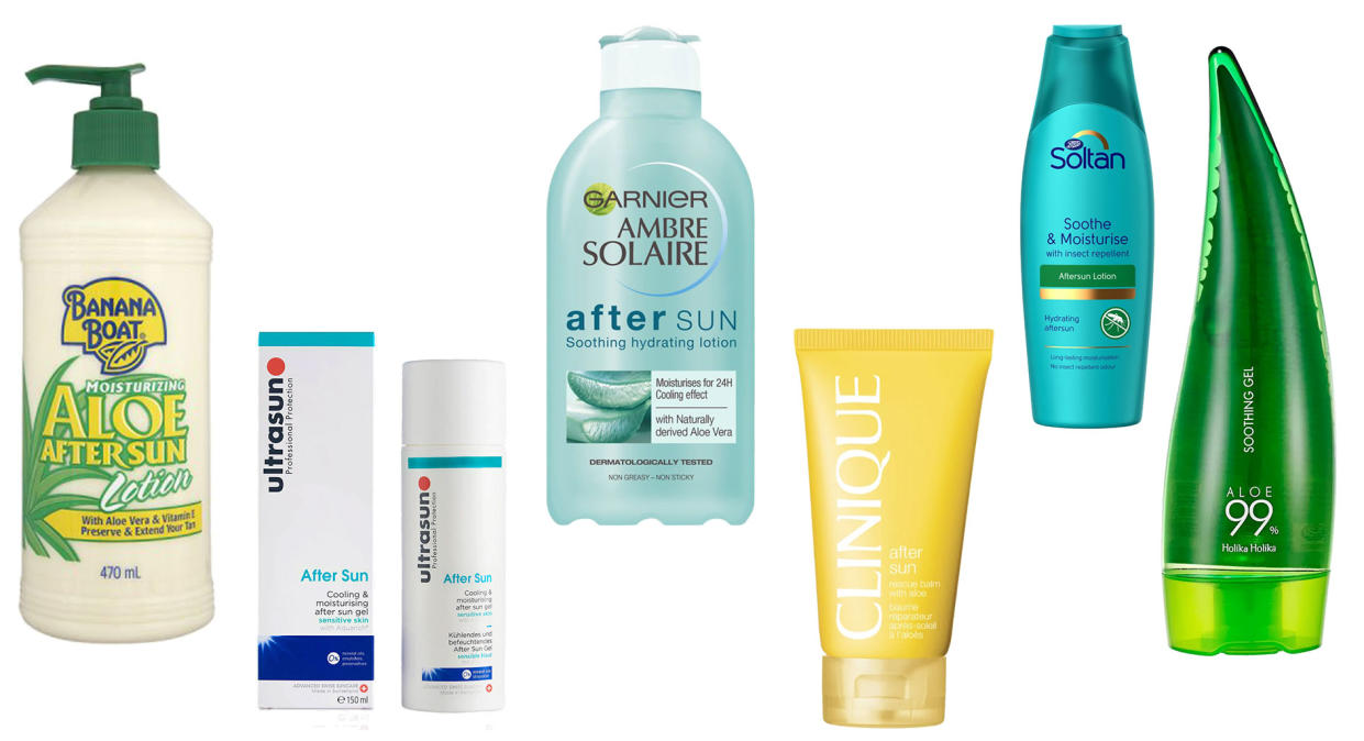 Overdid it at the weekend? Try these aftersun products to soothe your skin [Photo: Yahoo Style UK]