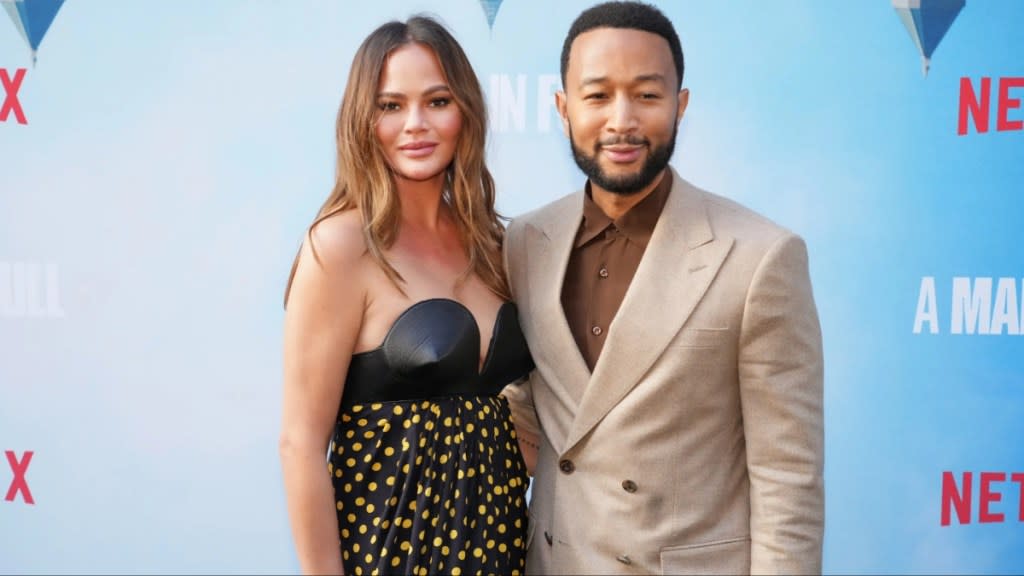 Chrissy Teigen and John Legend attend Netflix's special screening of "A Man In Full" at Netflix Tudum Theater on April 24, 2024 in Los Angeles, California.