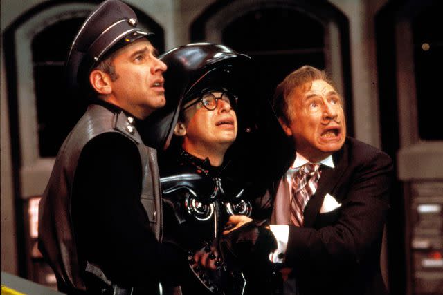 <p>Moviestore/Shutterstock</p> George Wyner, Rick Moranis and Mel Brooks in 'Spaceballs.'