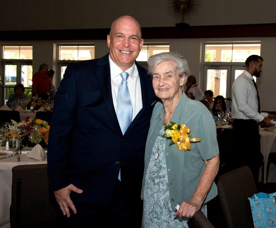 John Pescosolido and Sister Mary Oliver Hudon at the Going Away Luncheon in September to honor Hudon and her St. Ann Place co-founder Sister Carleen Cekal at St. Edward Catholic Church..