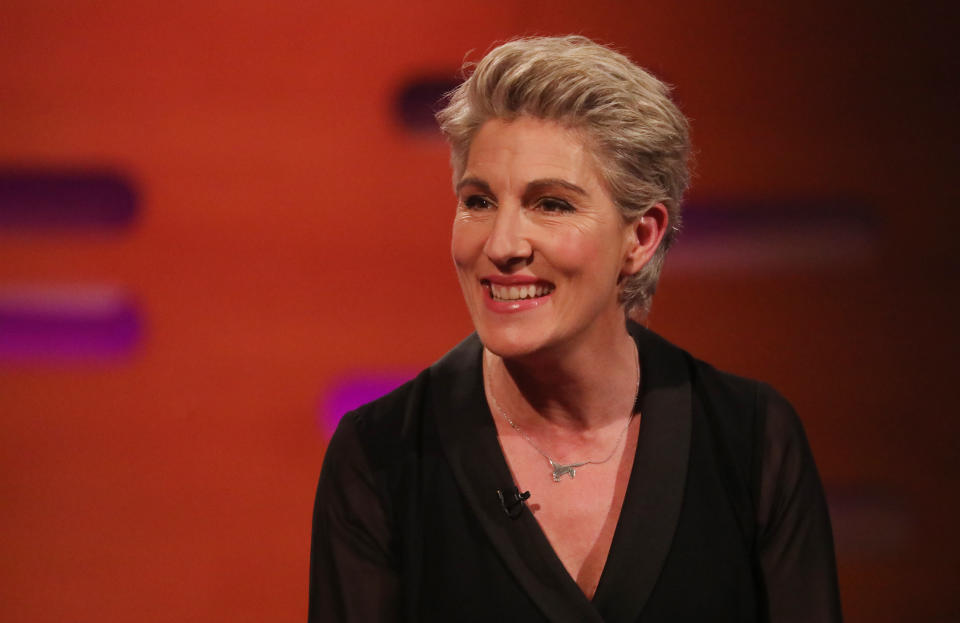 Tamsin Greig during the filming for the Graham Norton Show at BBC Studioworks 6 Television Centre, Wood Lane, London, to be aired on BBC One on Friday evening. (Photo by Isabel Infantes/PA Images via Getty Images)