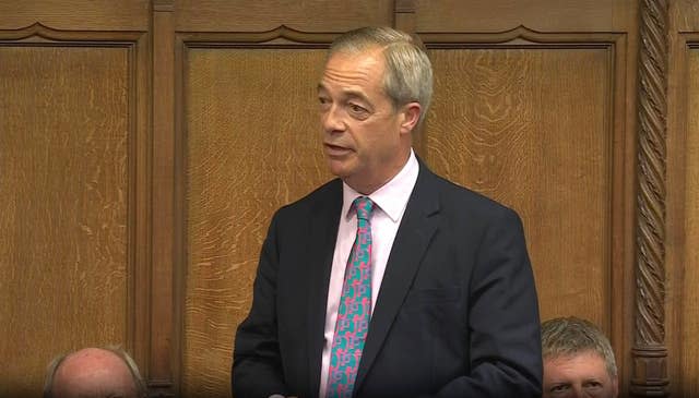 Reform UK leader, Nigel Farage speaking in the House of Commons