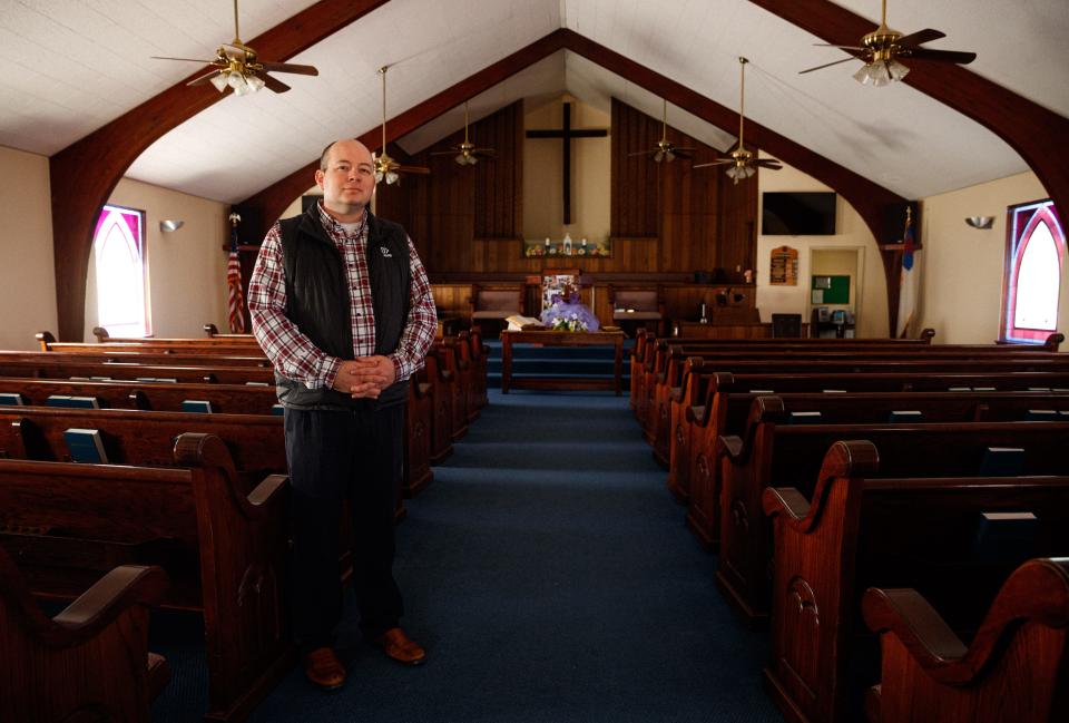 Nicholas Clark, pastor of Oak Grove Baptist Church, heard the black hawk crash about a half mile from his home in Cadiz, KY on Mar. 30, 2023. Clark said he not only heard the crash, but could feel it reverberate.