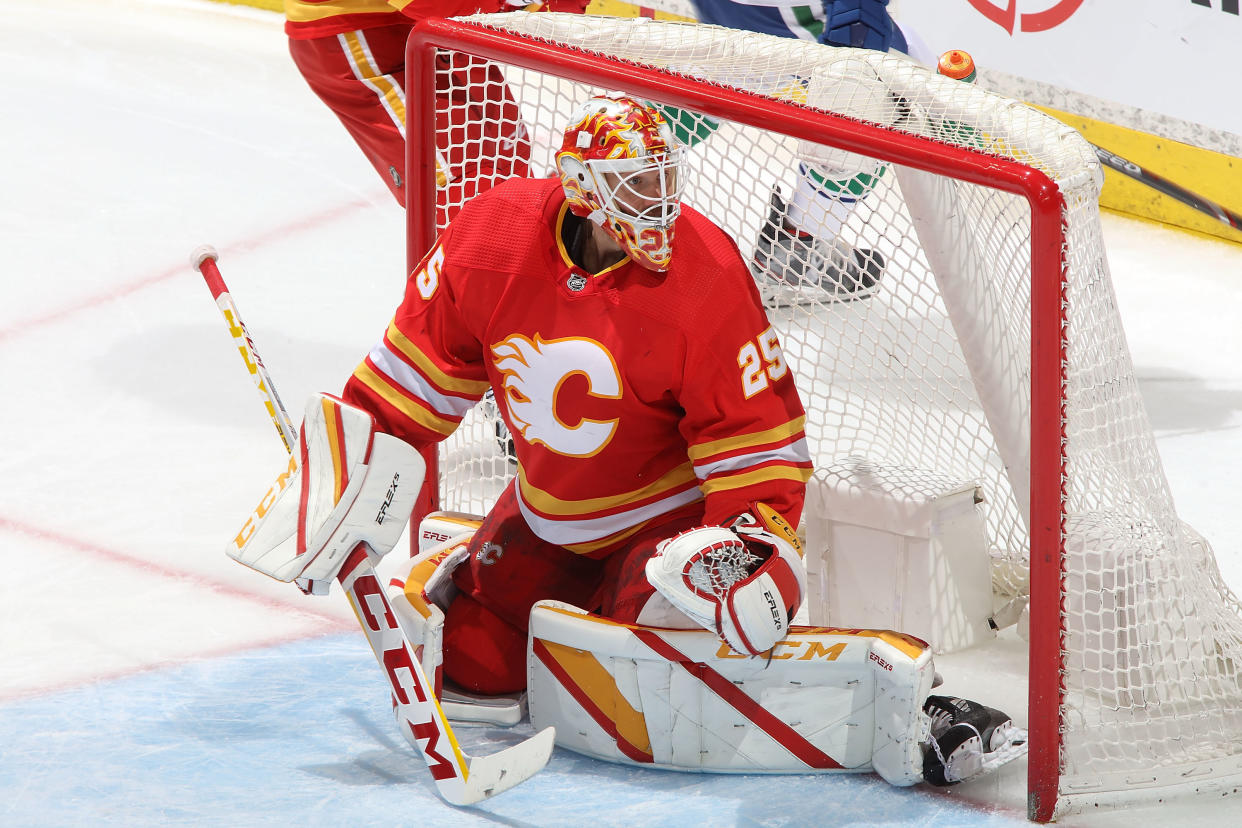 Jacob Markstrom #25 of the Calgary Flames 
