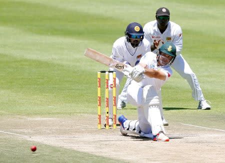 South Africa v Sri Lanka - Second Test cricket match - Newlands Stadium, Cape Town, South Africa - 04/01/2017 - South Africa's Dean Elgar plays a shot. REUTERS/Mike Hutchings