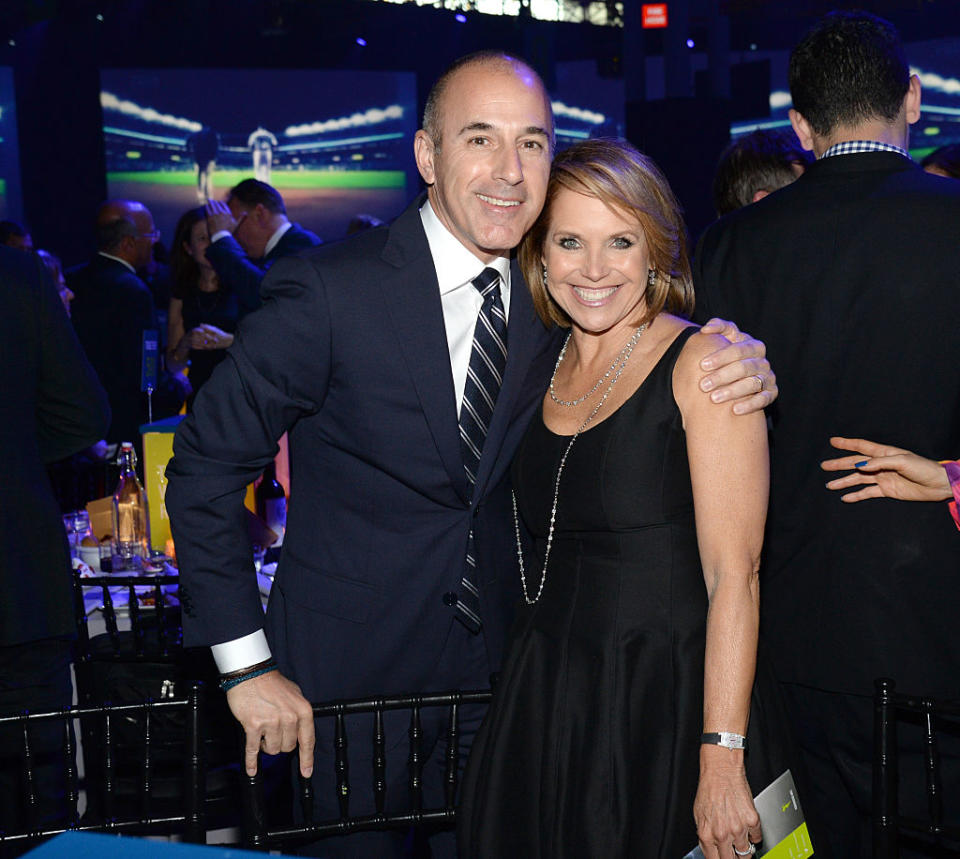 Matt Lauer and Katie Couric attend the Robin Hood Foundation’s 2015 Benefit at Jacob Javitz Center on May 12, 2015, in New York City. Getty Images