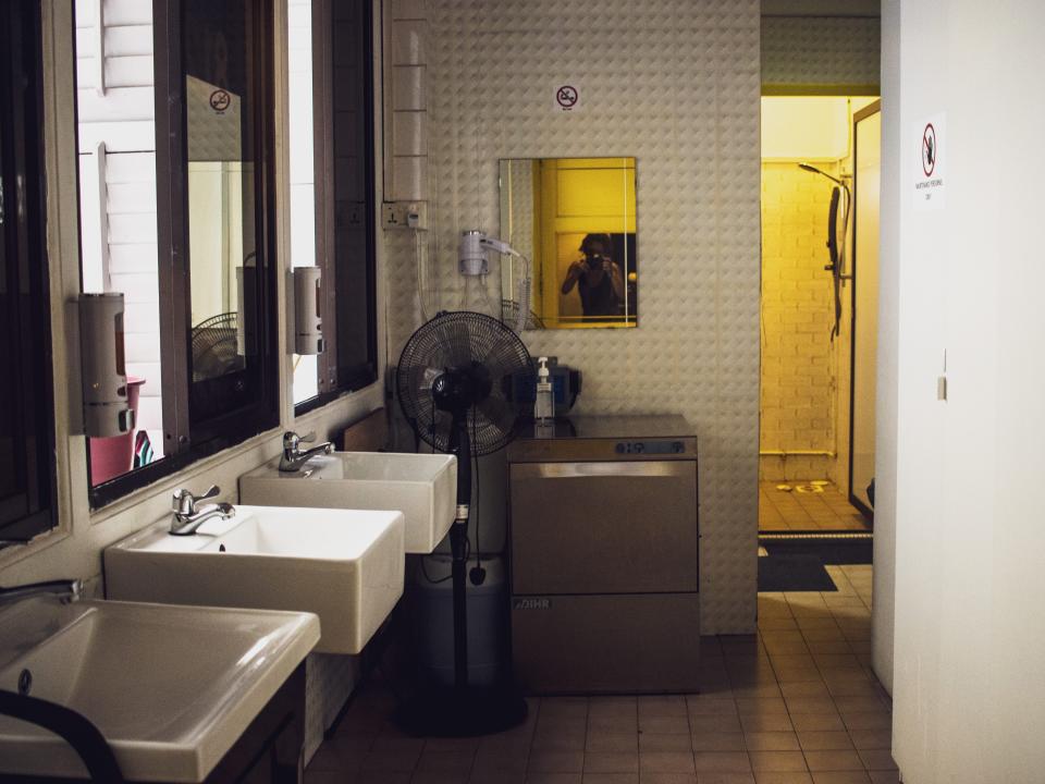 Toilets and showers in Galaxy Pods at Chinatown.