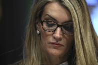 Sen. Kelly Loeffler, R-Ga., listens during a virtual Senate Committee for Health, Education, Labor, and Pensions hearing, Tuesday, May 12, 2020 on Capitol Hill in Washington. (Win McNamee/Pool via AP)