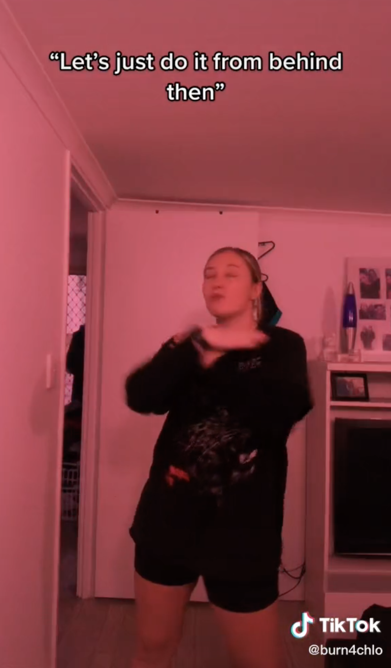 Chloe's video of her dancing with these responses, "let's do it from behind then"