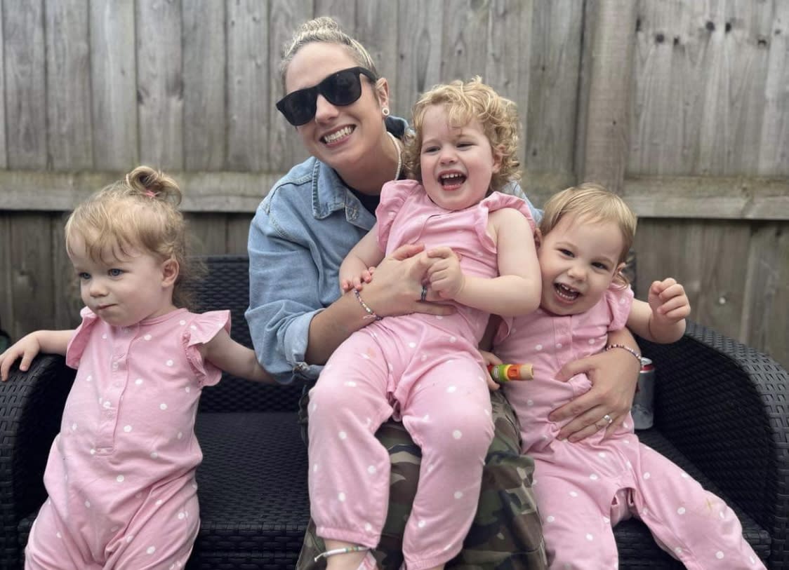Charity Horton developed postpartum psychosis after giving birth to triplets in 2021. (SWNS)