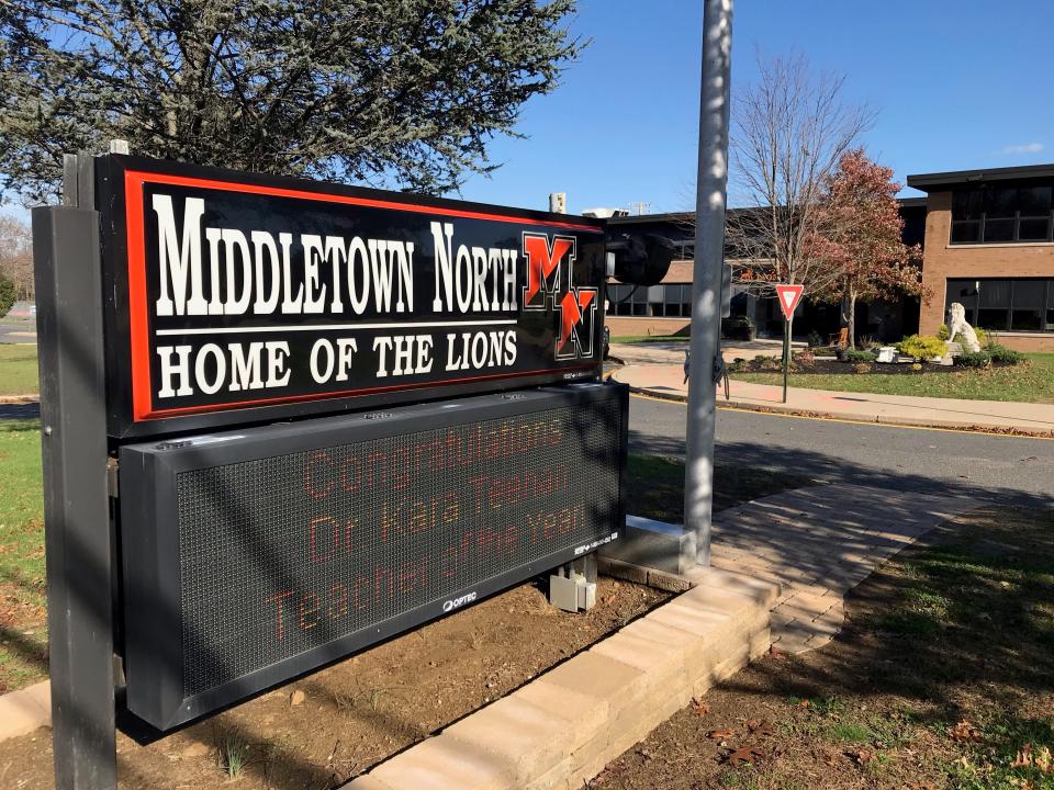 This Nov. 16, 2020 photo shows the exterior of Middletown High School North.