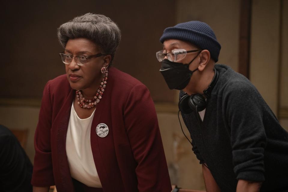 Rustin. CCH Pounder as Dr. Anna Hedgeman and George C. Wolfe (Director-Writer) in Rustin. Cr. David Lee/Netflix © 2022