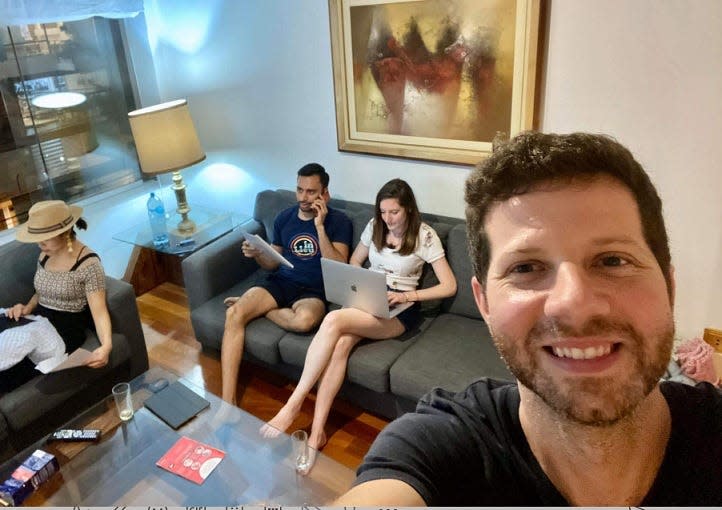 Jared Anderson and a group of other Americans, Lindsay Stork, Sapan Shah, and Alecia Chinai, are holed up in a hotel in Lima, Peru, after the government closed the borders in response to the coronavirus scare. Anderson says hundreds of Americans are stuck in the country. on March 20, 2020.