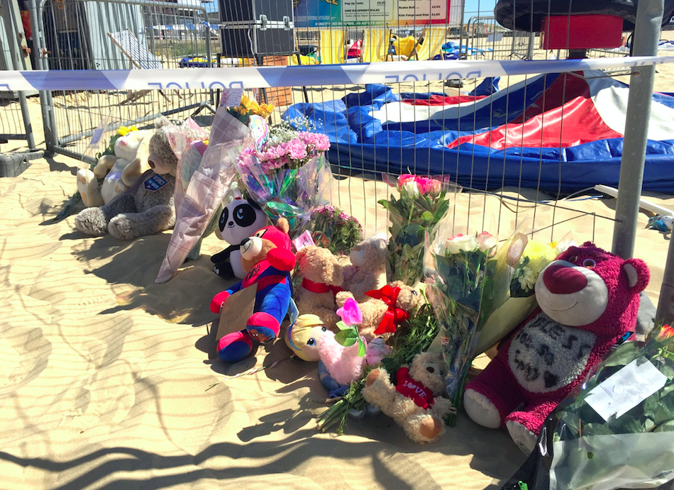 <em>Tributes have been left at the scene of the incident at Gorleston-on-Sea (PA)</em>