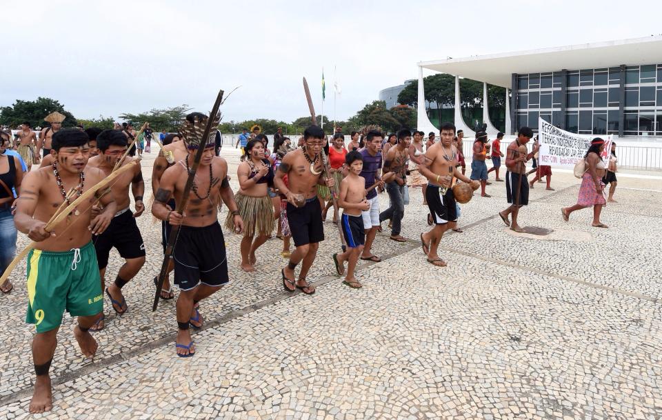 The demonstration took place outside the official workplace of Brazil's Presidency