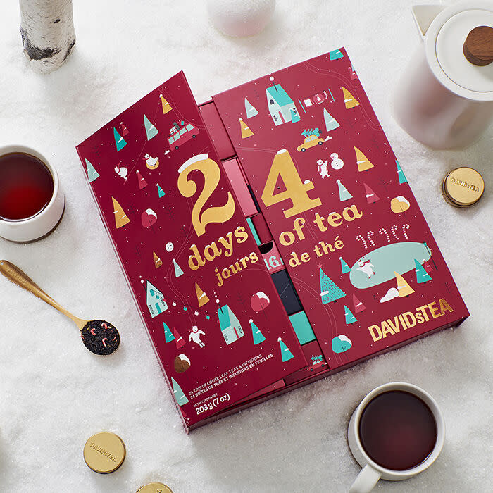 <p><a href="https://go.redirectingat.com?id=74968X1596630&url=https%3A%2F%2Fwww.davidstea.com%2Fus_en%2Fshop%2F24-days-of-tea-advent-calendar%2F962104US01VAR0078183.html&sref=https%3A%2F%2Fwww.goodhousekeeping.com%2Fholidays%2Fchristmas-ideas%2Fg4911%2Fchristmas-advent-calendar%2F" rel="nofollow noopener" target="_blank" data-ylk="slk:Shop Now;elm:context_link;itc:0;sec:content-canvas" class="link ">Shop Now</a></p><p>24 Days of Tea Advent Calendar</p><p>davidstea.com</p><p>$3.70</p><span class="copyright">David's Tea</span>