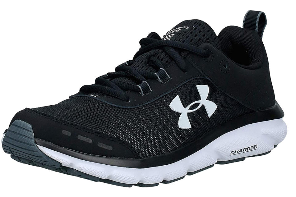 under armour, running shoes, black, sneakers