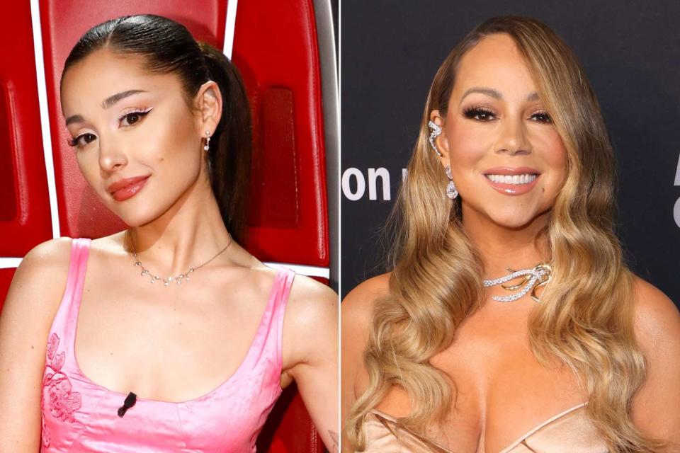 <p>Trae Patton/NBC/NBCU Photo Bank via Getty;Mark Von Holden/Billboard via Getty</p> Ariana Grande and Mariah Carey