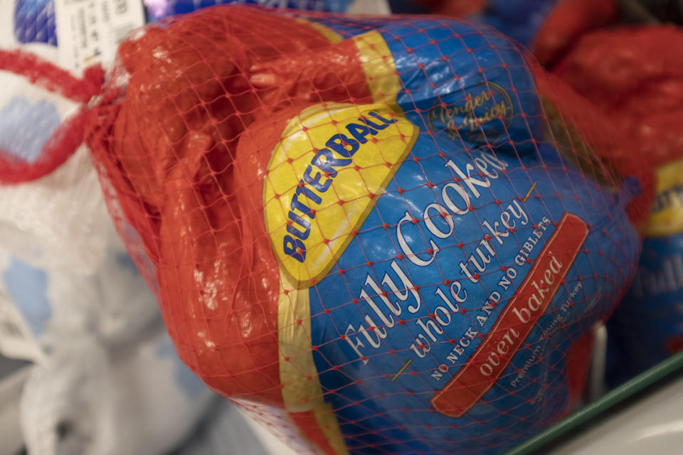 Turkeys are seen at a store in Mountain View, California, United States on Tuesday, November 19, 2019. (Photo by Yichuan Cao/NurPhoto via Getty Images)