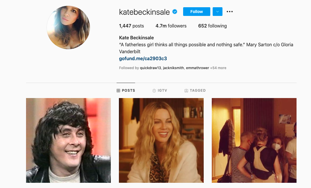 Kate Beckinsale shared the two images so they would appear side by side on her Instagram grid (Instagram)