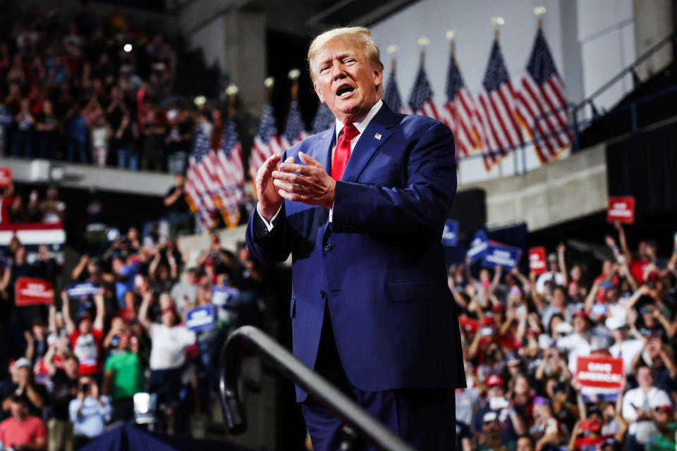 Former President Donald Trump at a rally on Sept. 3, 2022, in Wilkes-Barre, Pa. (Spencer Platt / Getty Images)