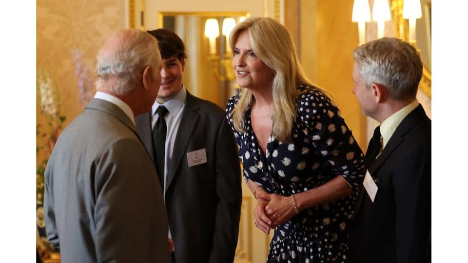 King Charles speaks with Penny Lancaster 