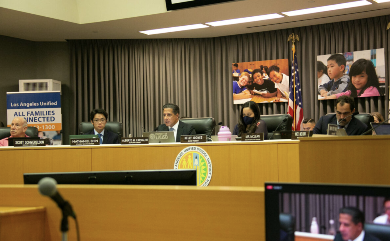 The LAUSD School Board meeting on Aug. 30, 2022 in Los Angeles.