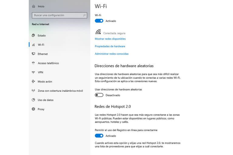 Windows 10 y Windows 11 también permiten activar las direcciones MAC aleatorias