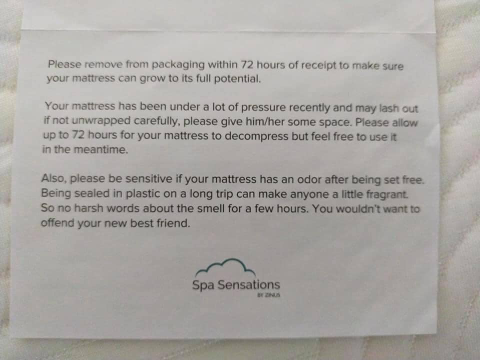 Kmart mattress instructions.