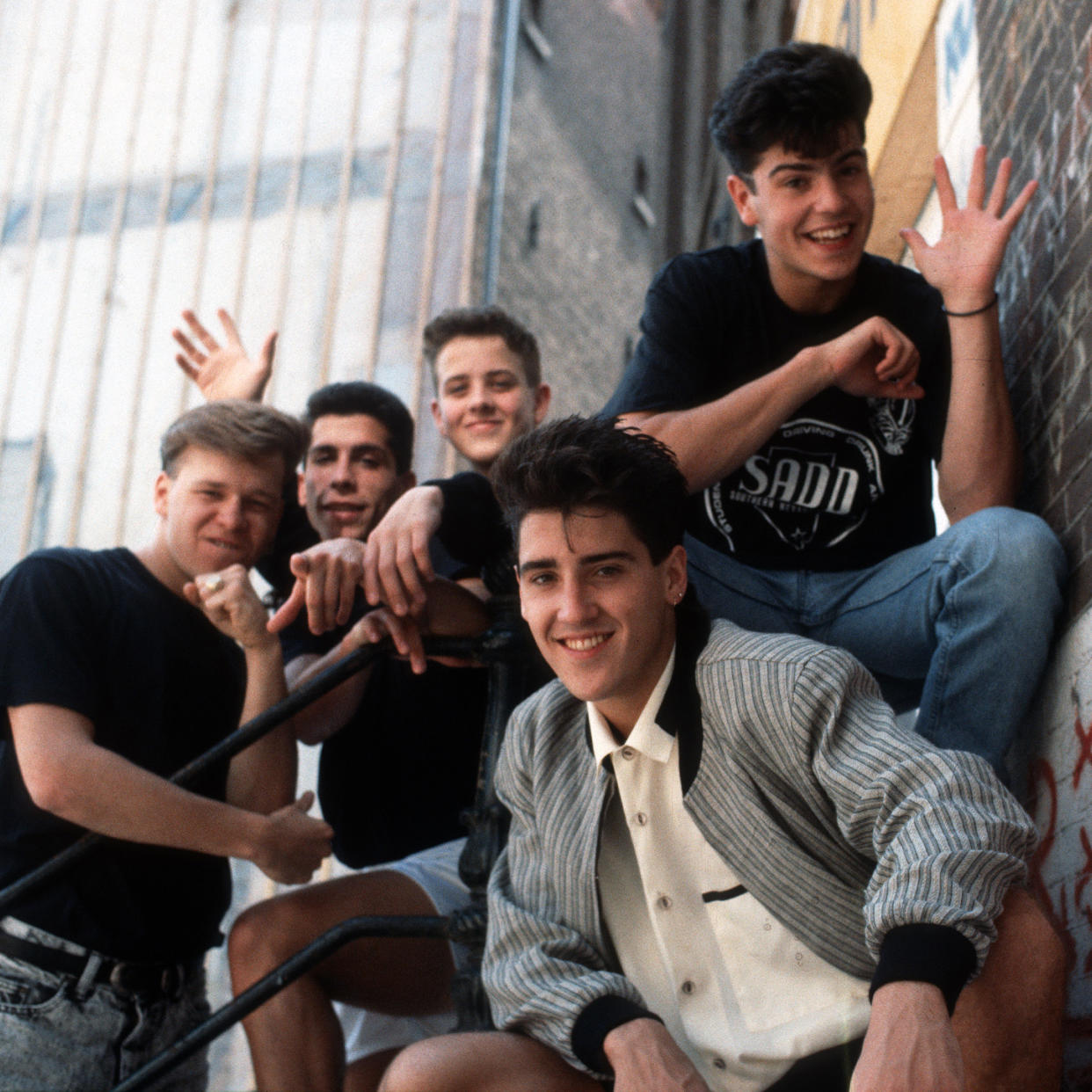 Photo of NEW KIDS ON THE BLOCK and Donnie WAHLBERG and Joey McINTYRE and Danny WOOD and Jonathan KNIGHT and Jordan KNIGHT (Michel Linssen / Redferns)