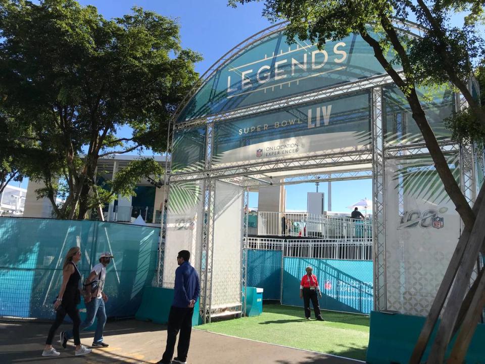 The entrance to the Super Bowl Legends event at Hard Rock Stadium. 