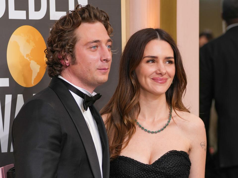 Jeremy Allen White and Addison Timlin attend the 80th Annual Golden Globe Awards at The Beverly Hilton on January 10, 2023 in Beverly Hills, California.