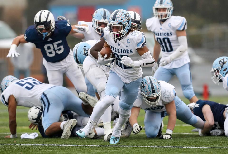 Central Valley's Landon Alexander (23) runs the ball against Wyomissing in the PIAA Class 3A championship football game in December.