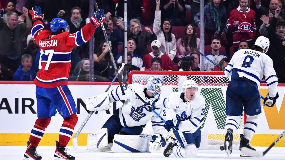 Josh Anderson's late winner lifted the Montreal Canadiens over the Toronto Maple Leafs 4-3 at the Bell Centre on Wednesday. (Getty Images)