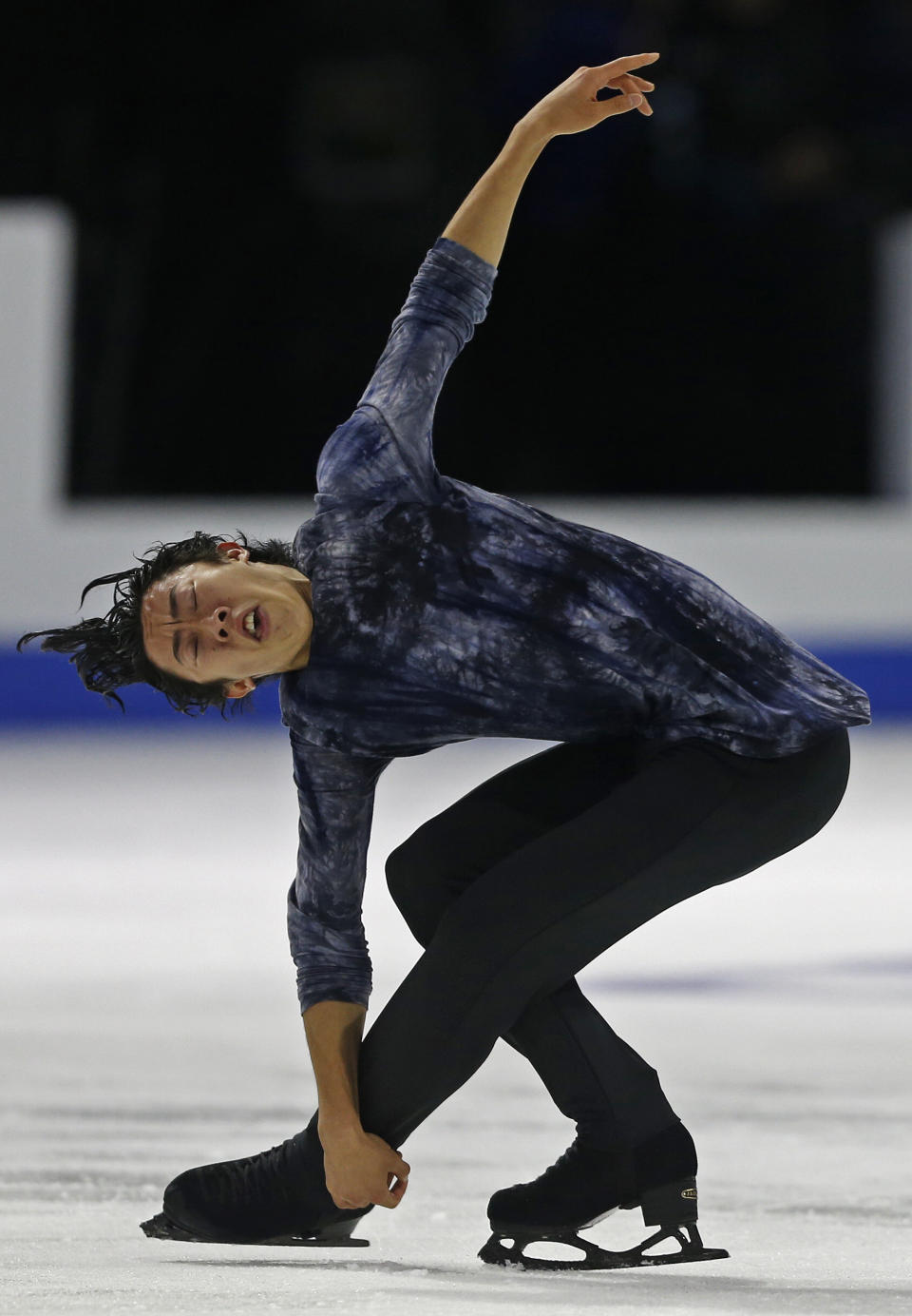 Nathan Chen performs during the men's free skating program at Skate America, Saturday, Oct. 20, 2018, in Everett, Wash. (Olivia Vanni/The Herald via AP)
