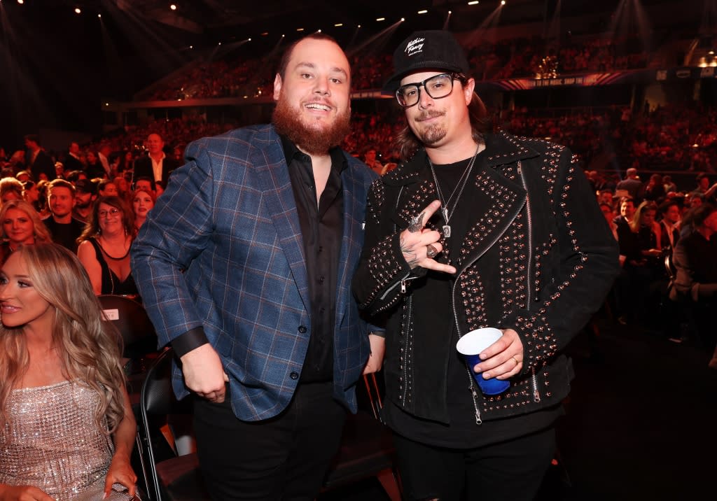 EXCLUSIVE ACCESS: Luke Combs and Hardy at the 58th Academy of Country Music Awards from Ford Center at The Star on May 11, 2023 in Frisco, Texas.