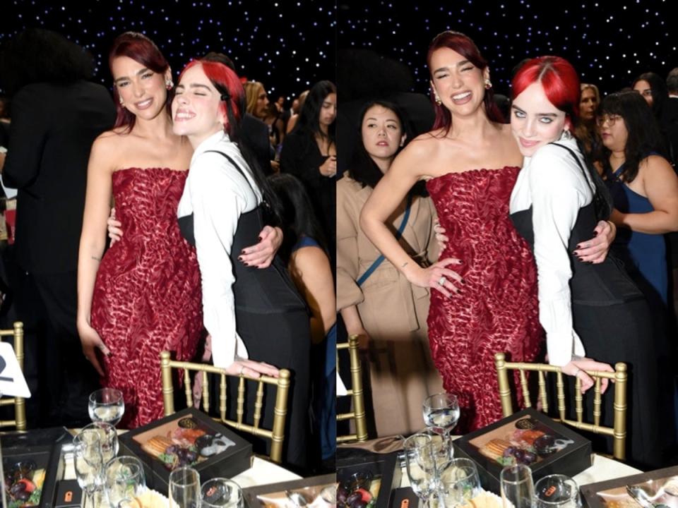 Dua Lipa and Billie Eilish pose together at the 2024 Critics Choice Awards (Getty)