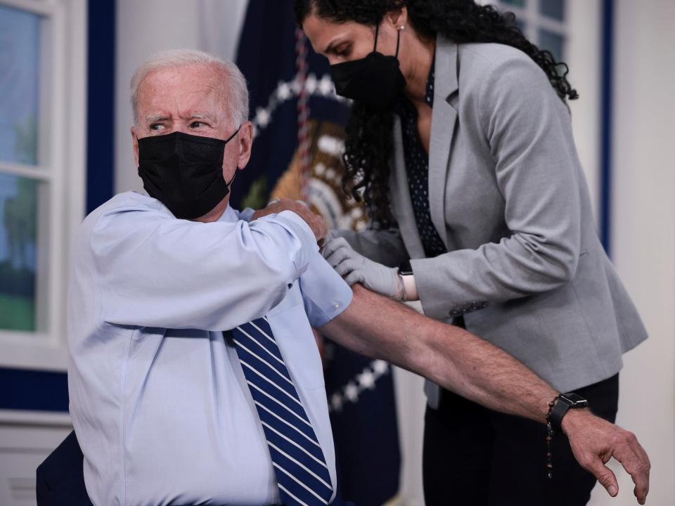 Joe Biden receives a COVID-19 booster shot