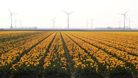 General view of tulips field near the city of Creil, Netherlands April 18, 2019. Picture taken April 18, 2019. REUTERS/Yves Herman