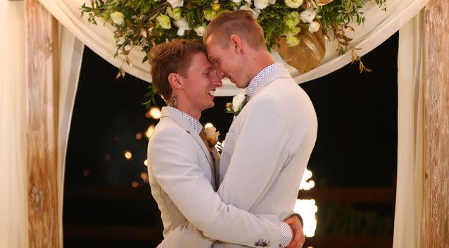 Athletes Craig Burns and Luke Sullivan were one of the first official ceremonies. Photo: Getty