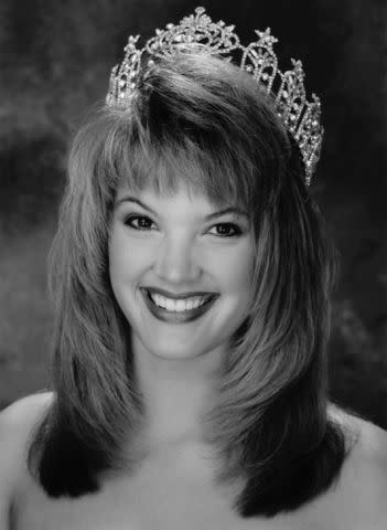 <p>George Rose/Getty</p> Bridgette Wilson as Miss Teen USA 1990.