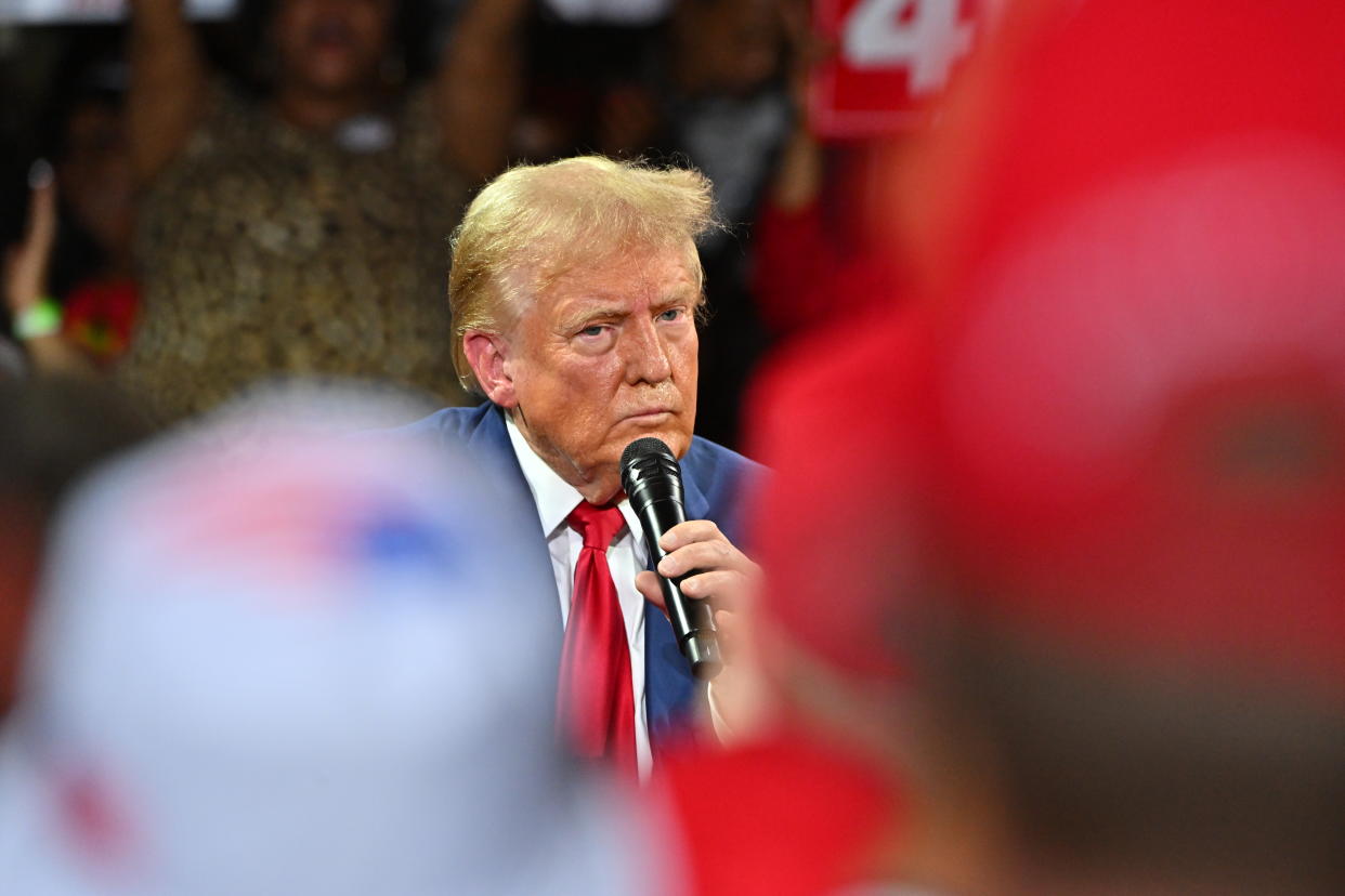 Donald Trump participates in a town hall in Flint, Mich., on Sept. 17. 