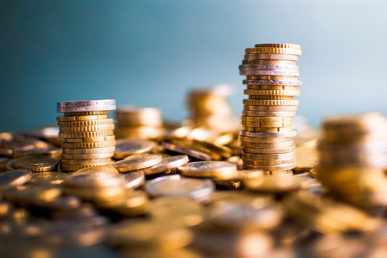 coin stacks isolated in studio shot