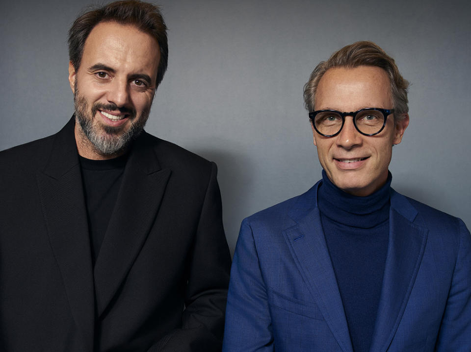 Farfetch’s José Neves (L) with NMG’s Geoffroy van Raemdonck. - Credit: Courtesy of Farfetch